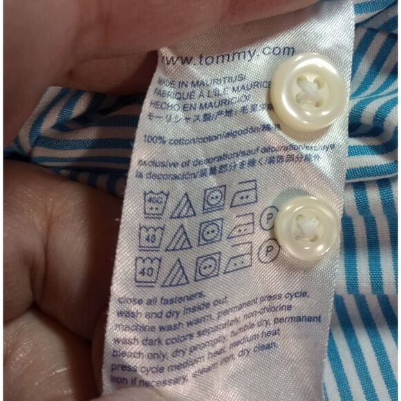 Tommy Hilfiger Shirt‎ Men's Medium Turquoise Button Front Long Sleeve - Picture 7 of 10